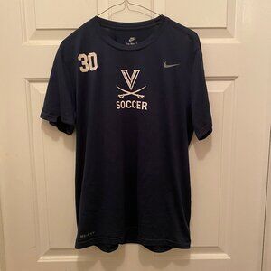 Nike Virginia UVA Cavaliers Men’s Soccer Team Issued #30 Blue T-Shirt Large